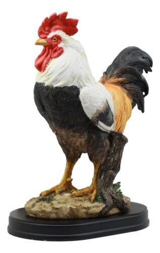 Ebros Gift Black Breasted Rooster Statue With Base 7"Tall Proud Country Chicken Figurine