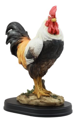Ebros Gift Black Breasted Rooster Statue With Base 7"Tall Proud Country Chicken Figurine