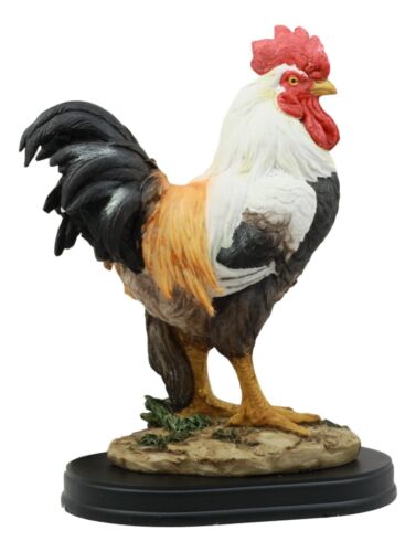 Ebros Gift Black Breasted Rooster Statue With Base 7"Tall Proud Country Chicken Figurine