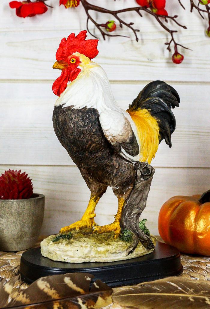 ebros gift Black Breasted Rooster Statue With Base 7"Tall Proud Country Chicken Figurine