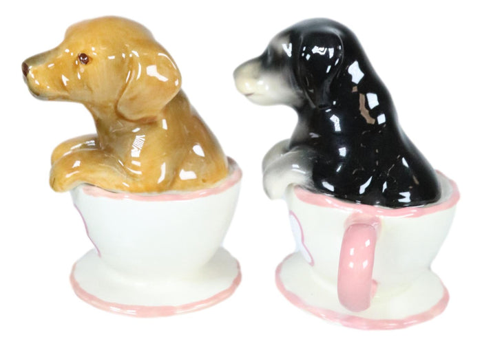 Ebros Gift Black Chocolate Teacup Dachshund Puppies Puppy Love Ceramic Salt Pepper Shakers