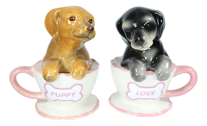 Ebros Gift Black Chocolate Teacup Dachshund Puppies Puppy Love Ceramic Salt Pepper Shakers