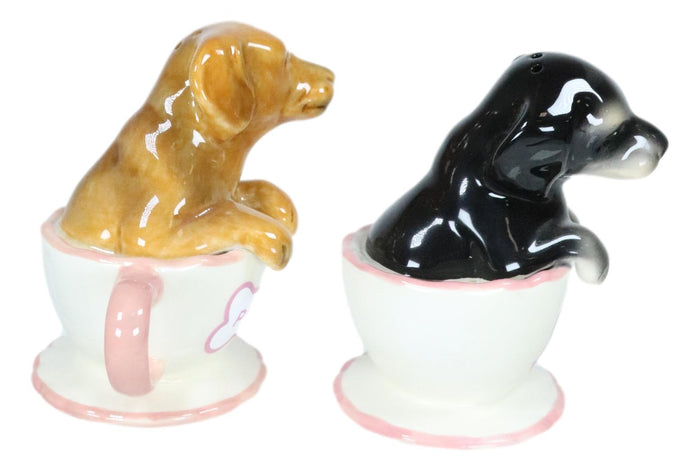 Ebros Gift Black Chocolate Teacup Dachshund Puppies Puppy Love Ceramic Salt Pepper Shakers