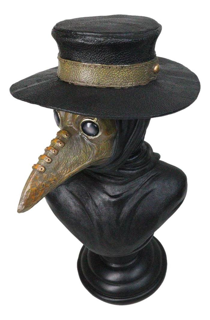 Ebros Gift Black Death Era Bubonic Plaque Doctor Head Bust With Raven Mask Sculpture 12"H