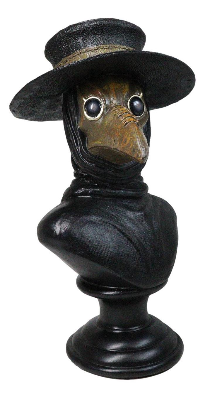 Ebros Gift Black Death Era Bubonic Plaque Doctor Head Bust With Raven Mask Sculpture 12"H