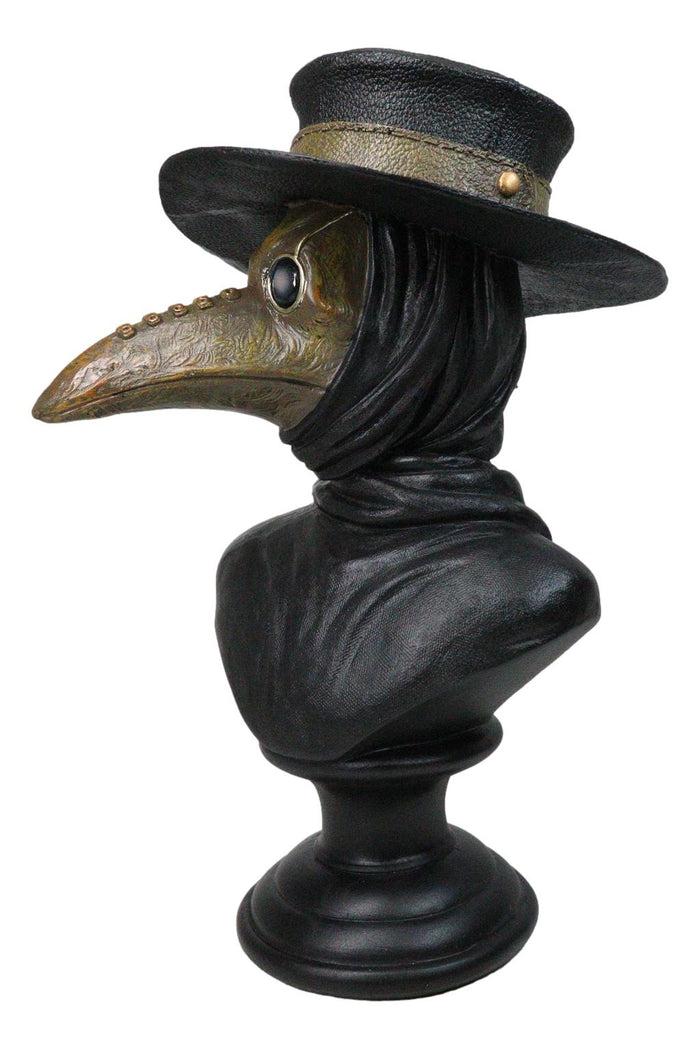 Ebros Gift Black Death Era Bubonic Plaque Doctor Head Bust With Raven Mask Sculpture 12"H