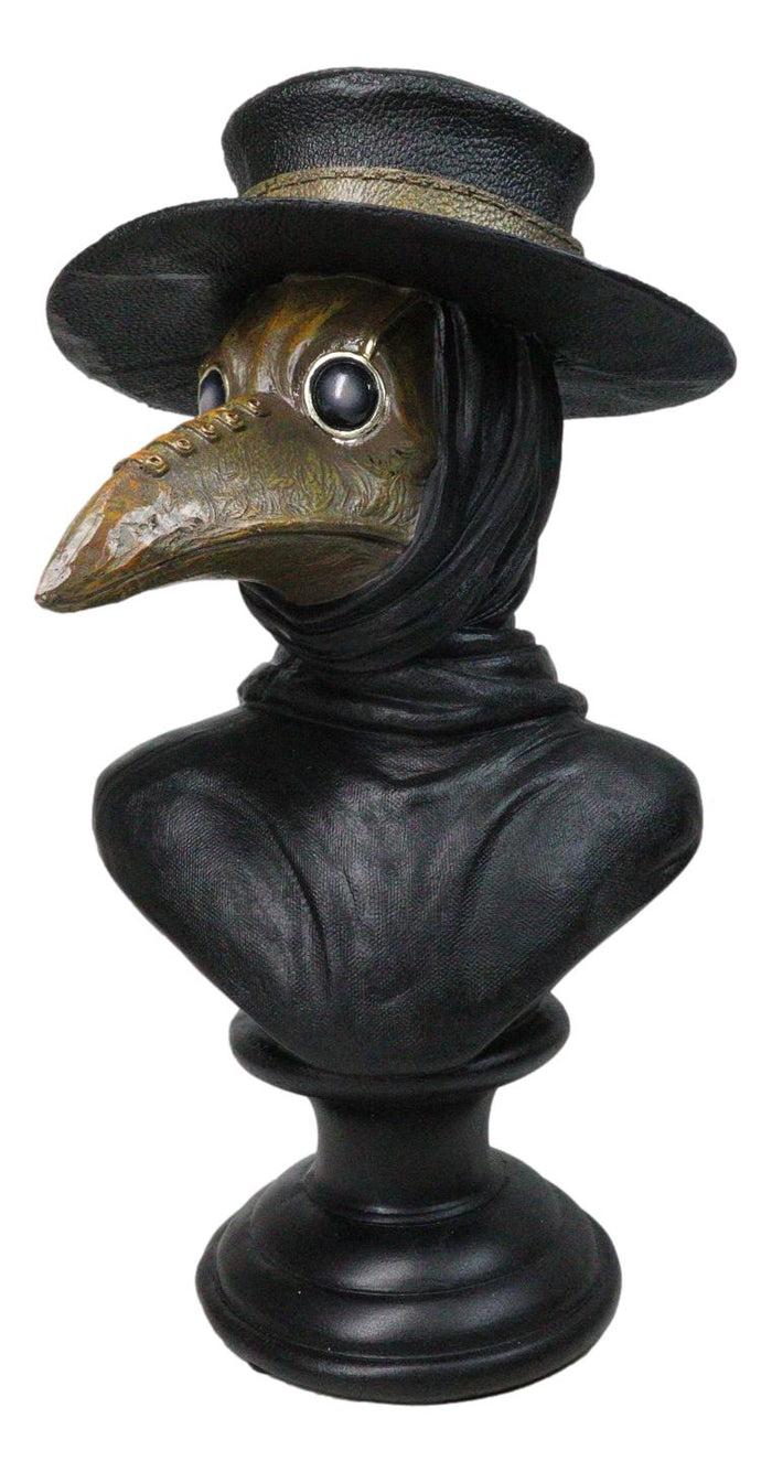 ebros gift Black Death Era Bubonic Plaque Doctor Head Bust With Raven Mask Sculpture 12"H