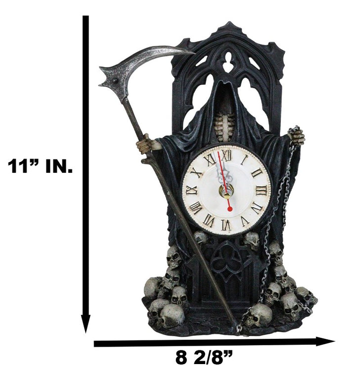 Ebros Gift Black Death Grim Reaper With Scythe Time Waits For No Man Table Clock Figurine