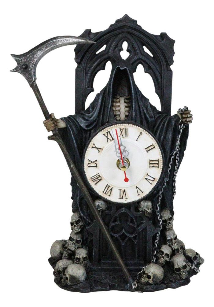 ebros gift Black Death Grim Reaper With Scythe Time Waits For No Man Table Clock Figurine