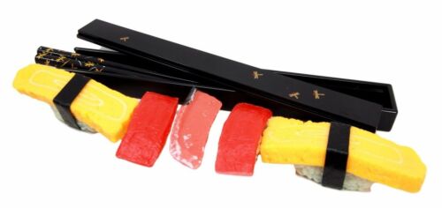 Ebros Gift Black Dragonfly Tombo Design Lacquered Chopstick Set With Travel Storage Case