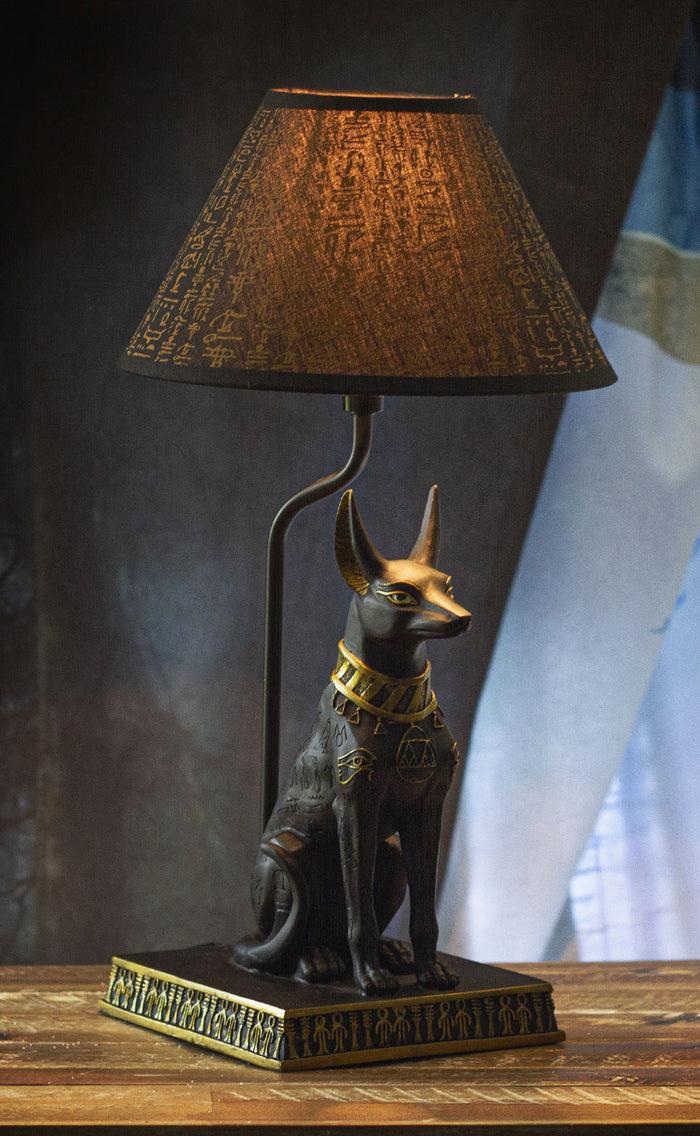 ebros gift Black Gold Egyptian God Of Afterlife Death And Mummies Anubis Table Lamp Statue