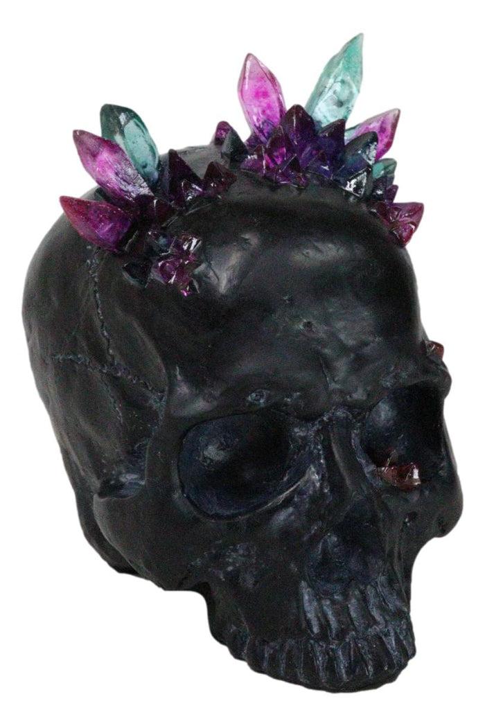 Ebros Gift Black Gothic Macabre Spiky Two Tones Crystal Cavern Mine Cranium Skull Figurine