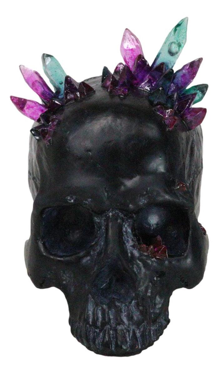Ebros Gift Black Gothic Macabre Spiky Two Tones Crystal Cavern Mine Cranium Skull Figurine