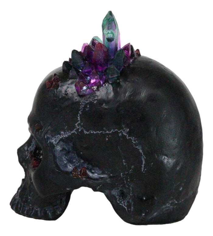 Ebros Gift Black Gothic Macabre Spiky Two Tones Crystal Cavern Mine Cranium Skull Figurine