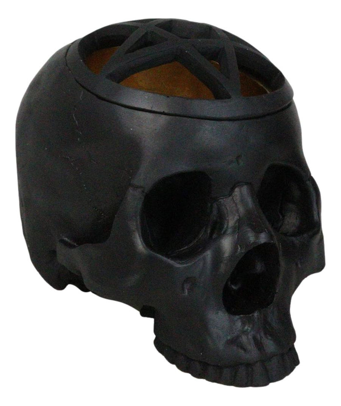Ebros Gift Black Holy Grail Talisman Pentagram Witch Skull Decorative Trinket Box Figurine