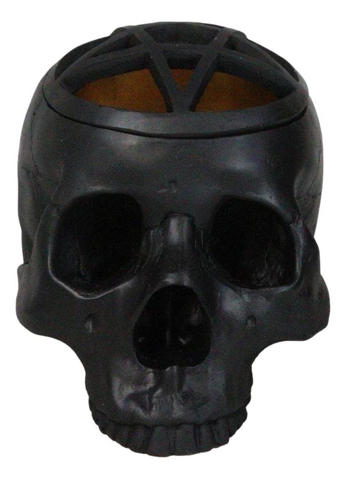Ebros Gift Black Holy Grail Talisman Pentagram Witch Skull Decorative Trinket Box Figurine