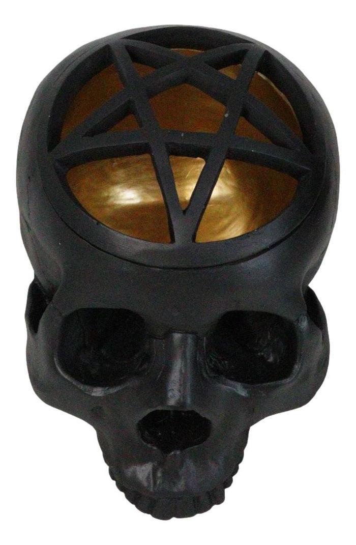 ebros gift Black Holy Grail Talisman Pentagram Witch Skull Decorative Trinket Box Figurine