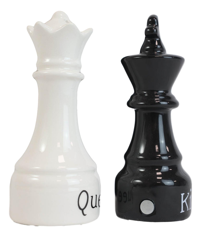 Ebros Gift Black King And White Queen Checkmate Chess Ceramic Salt And Pepper Shakers Set
