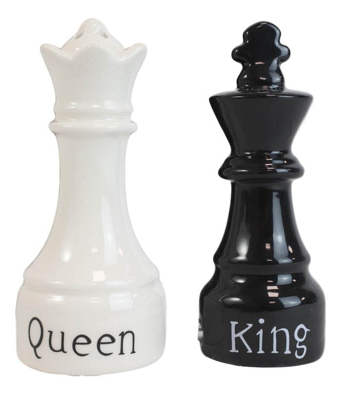 Ebros Gift Black King And White Queen Checkmate Chess Ceramic Salt And Pepper Shakers Set