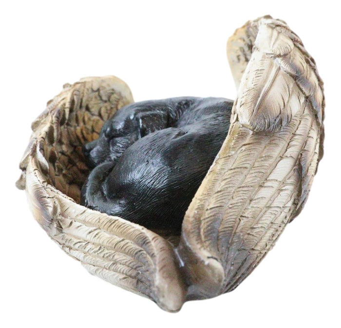 Ebros Gift Black Labrador Retriever Puppy Dogs Sleeping On Angel Wings Memorial Figurine