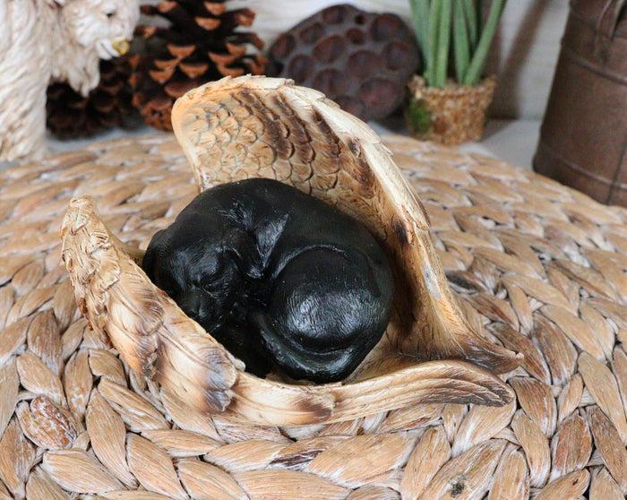 ebros gift Black Labrador Retriever Puppy Dogs Sleeping On Angel Wings Memorial Figurine