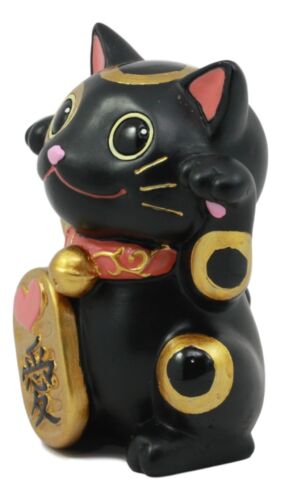 Ebros Gift Black Maneki Neko Cat Collector Figurine Japanese Lucky Cat Charm Mao Mao Kitten