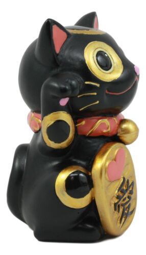 Ebros Gift Black Maneki Neko Cat Collector Figurine Japanese Lucky Cat Charm Mao Mao Kitten
