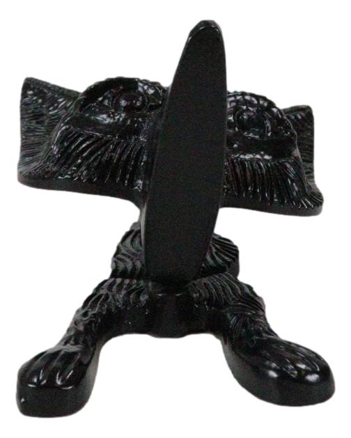 Ebros Gift Black Powder Cast Iron Rustic Whimsical Animal Chibi Fox Door Knocker Plaque