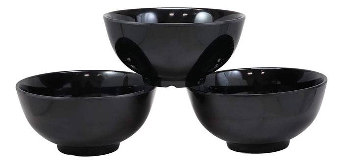 Ebros Gift Black Smooth Melamine Large Deep Round Bowls 48oz For Ramen Salad Soup Pack Of 6