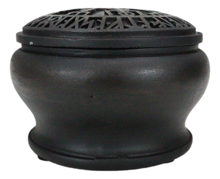 Ebros Gift Black Thor Mjolnir Hammer Rune Compass Vegvisir Decorative Jewelry Box Figurine