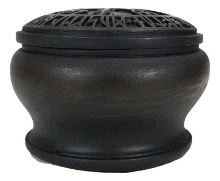 Ebros Gift Black Thor Mjolnir Hammer Rune Compass Vegvisir Decorative Jewelry Box Figurine