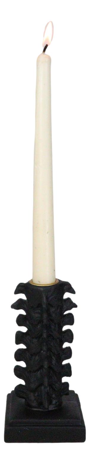 Ebros Gift Black Vertebrae Back Bones Spine Skeleton Macabre Taper Candle Holder Figurine