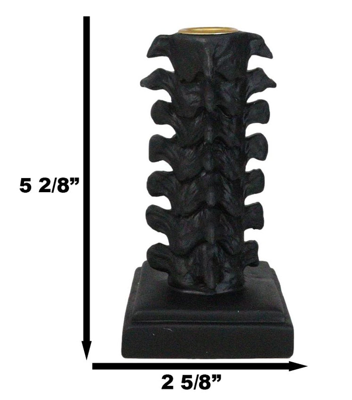 Ebros Gift Black Vertebrae Back Bones Spine Skeleton Macabre Taper Candle Holder Figurine