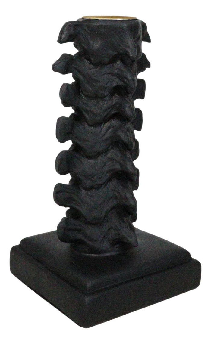Ebros Gift Black Vertebrae Back Bones Spine Skeleton Macabre Taper Candle Holder Figurine
