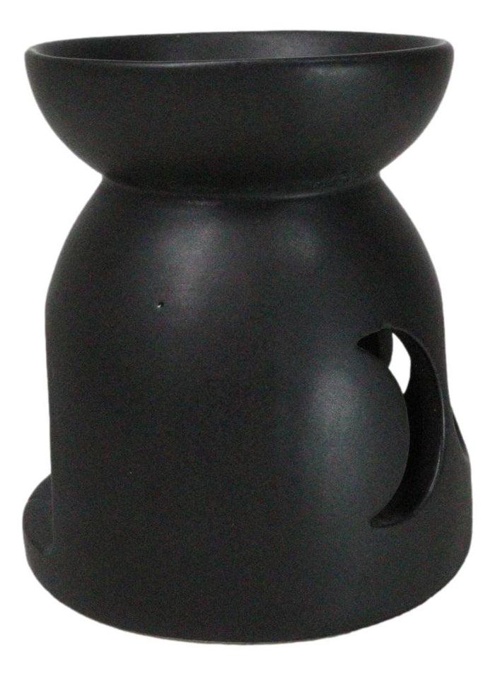 Ebros Gift Black Wicca Triple Goddess Moons Ceramic Votive Candle Essential Oil Warmer