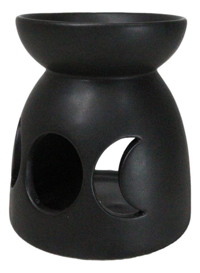 Ebros Gift Black Wicca Triple Goddess Moons Ceramic Votive Candle Essential Oil Warmer