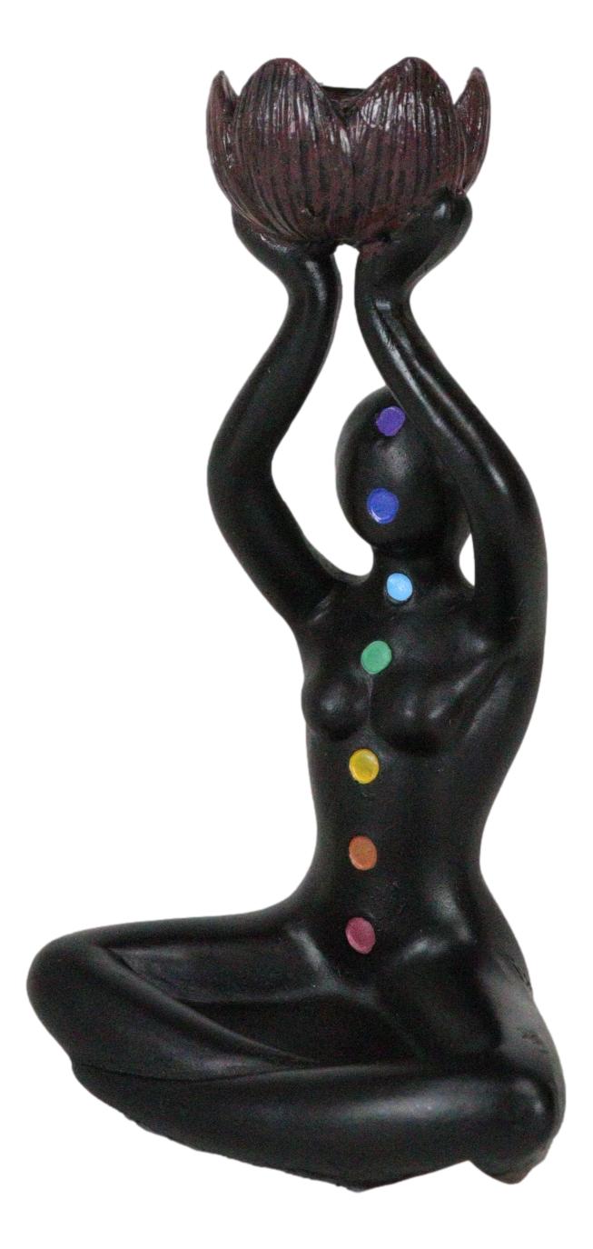 Ebros Gift Black Yoga Meditation Avatar With 7 Chakra Zone Colors Backflow Incense Burner