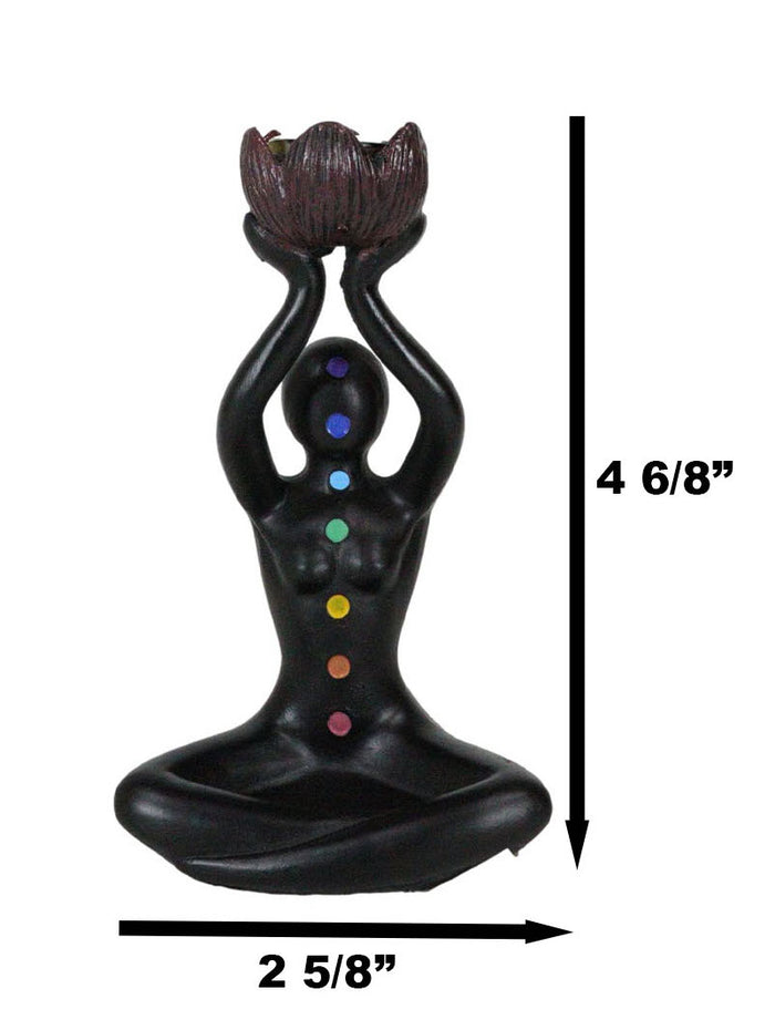 Ebros Gift Black Yoga Meditation Avatar With 7 Chakra Zone Colors Backflow Incense Burner