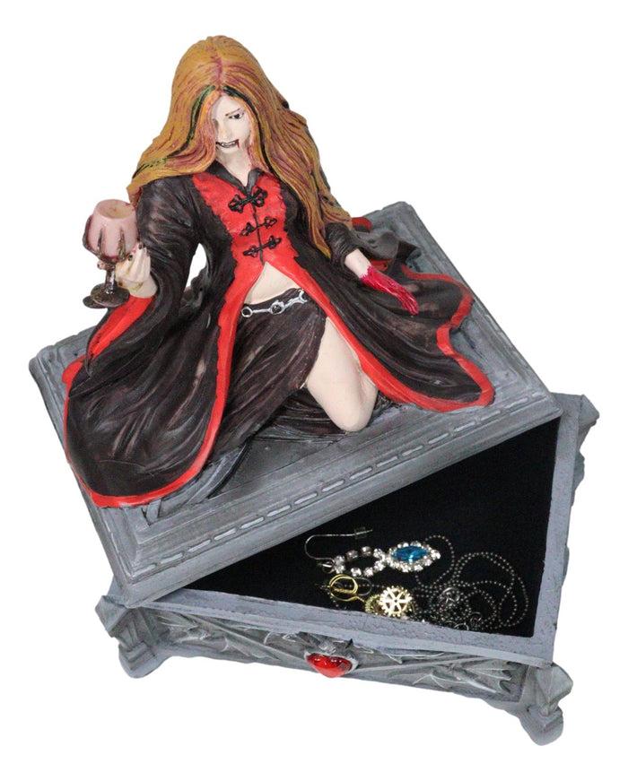Ebros Gift Blood Moon Gothic Vampiress Drinking Chalice Of Blood Jewelry Decorative Box