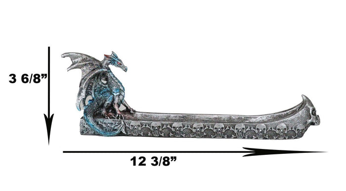 Ebros Gift Blue Azureo Dragon On River Styx Boat Of Skulls Incense Burner Holder Figurine