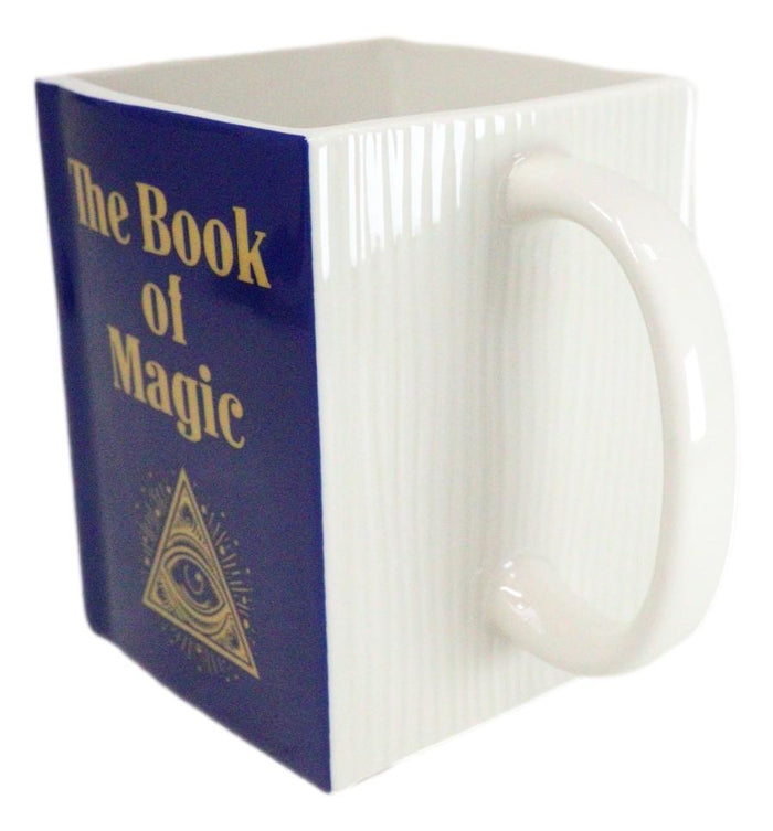 Ebros Gift Blue Book Of Magic Eye Of Providence Arcane Arts Ceramic Boxy Square Shaped Mug
