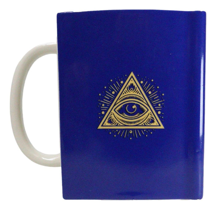Ebros Gift Blue Book Of Magic Eye Of Providence Arcane Arts Ceramic Boxy Square Shaped Mug