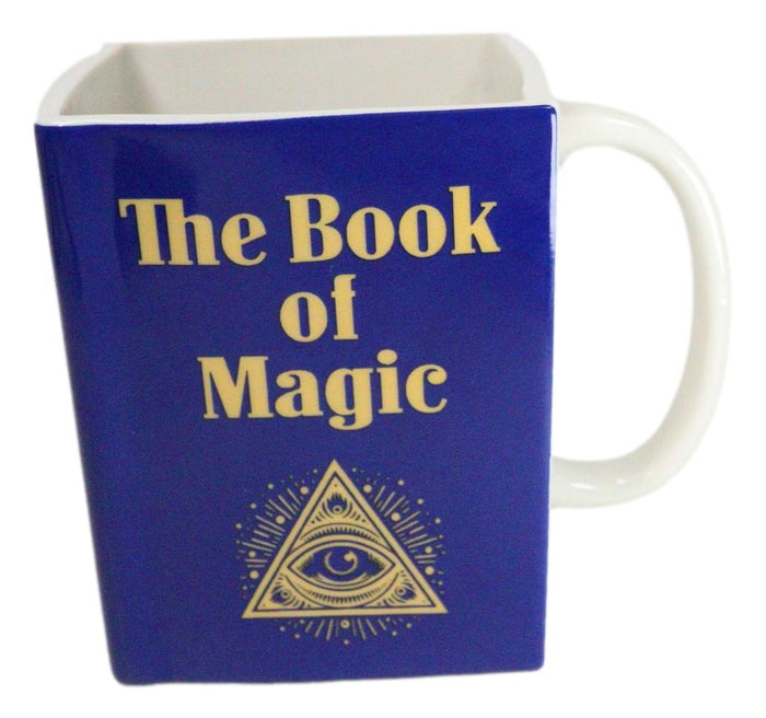 ebros gift Blue Book Of Magic Eye Of Providence Arcane Arts Ceramic Boxy Square Shaped Mug