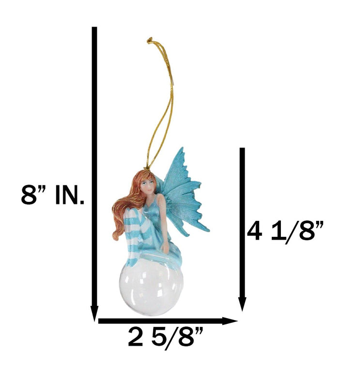 Ebros Gift Blue Delphine Bubble Rider Fairy Hanging Ornament Amy Brown Holiday Collection