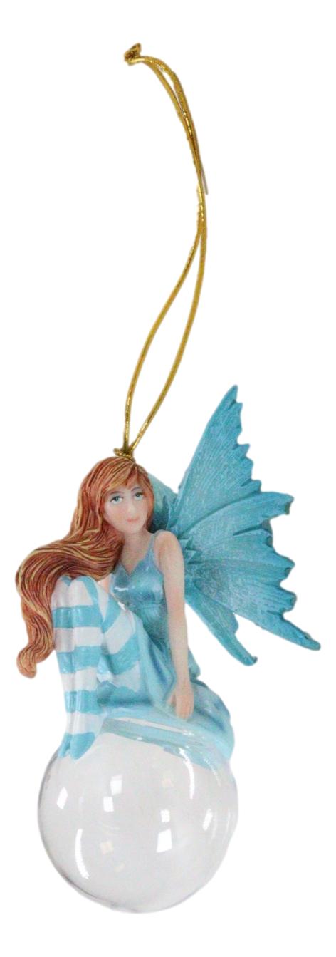 Ebros Gift Blue Delphine Bubble Rider Fairy Hanging Ornament Amy Brown Holiday Collection