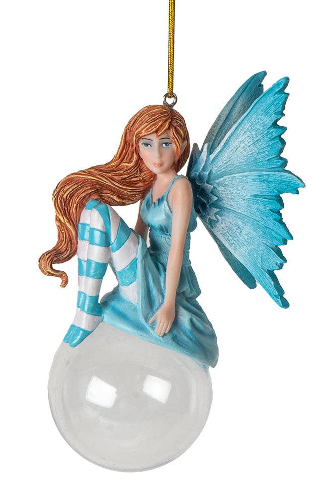 ebros gift Blue Delphine Bubble Rider Fairy Hanging Ornament Amy Brown Holiday Collection