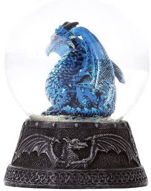 Ebros Gift Blue Dragon Water Globe With Glitters 80mm Home Decor Gift Collectible 4.75"H