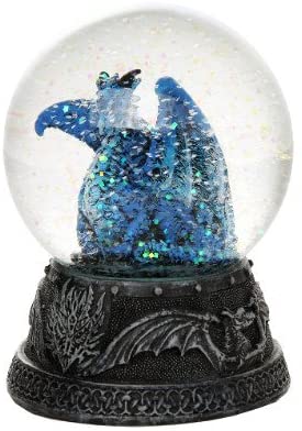 ebros gift Blue Dragon Water Globe with Glitters 80mm Home Decor Gift Collectible 4.75"H