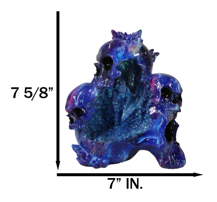 Ebros Gift Blue Gothic 3 Ghastly Skulls LED Death Mountain Cavern Backflow Incense Burner