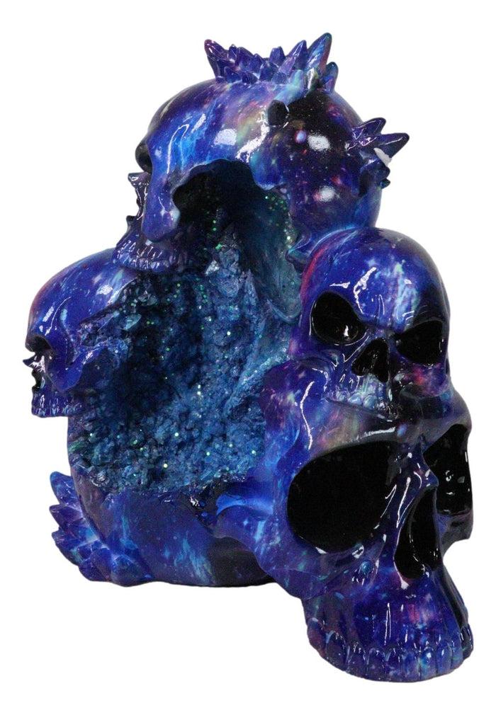 Ebros Gift Blue Gothic 3 Ghastly Skulls LED Death Mountain Cavern Backflow Incense Burner